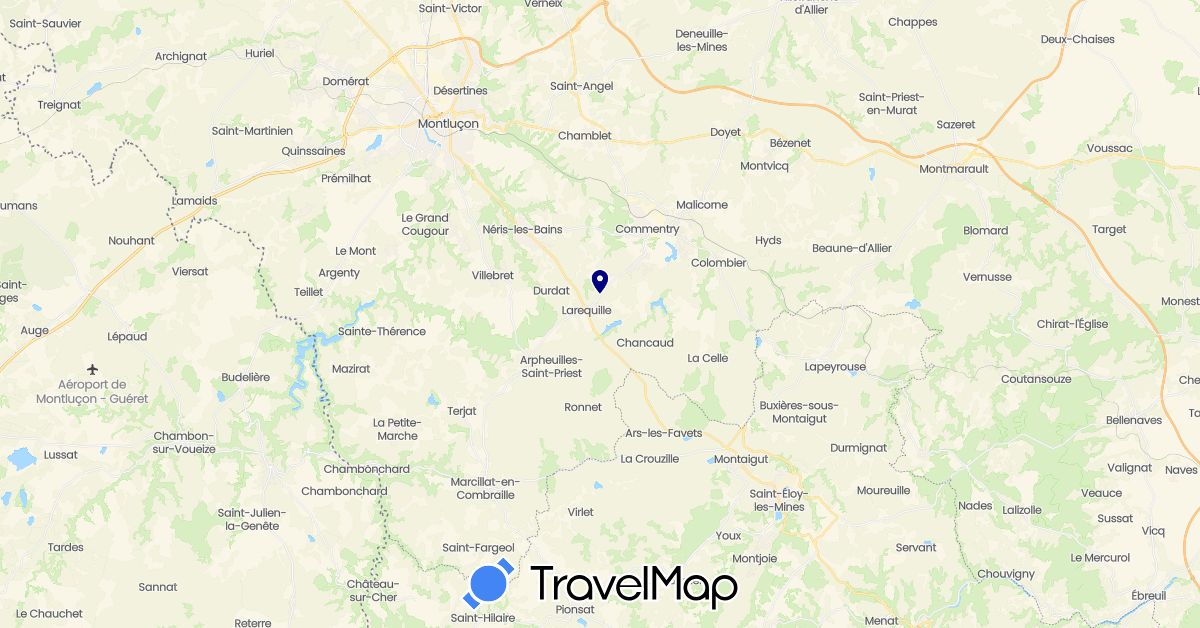 TravelMap itinerary: driving in France (Europe)